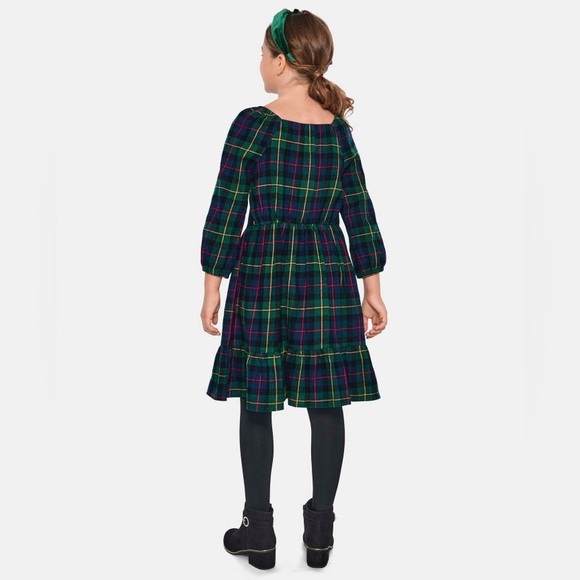 The Children’s Place Girls Matching Family Plaid Flannel Tiered Dress - Green - Picture 12 of 12